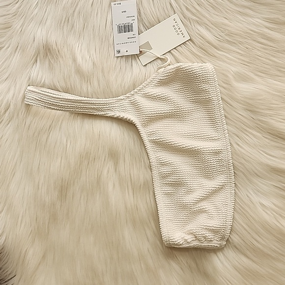 GOOD AMERICAN One Shoulder Always Fits Bikini Top in Ivory Size 00/0 (NWT) - Picture 3 of 13